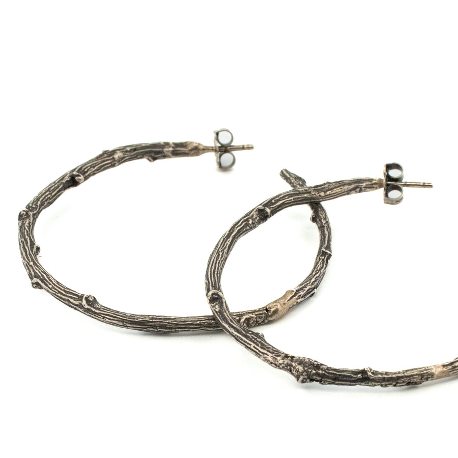 sterling silver willow hoop earrings