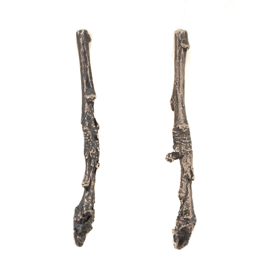sterling silver terminal bud twig earrings