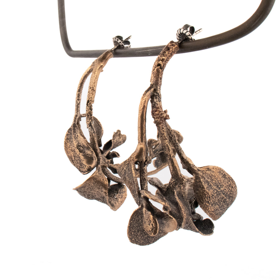 bronze large mistletoe earrings