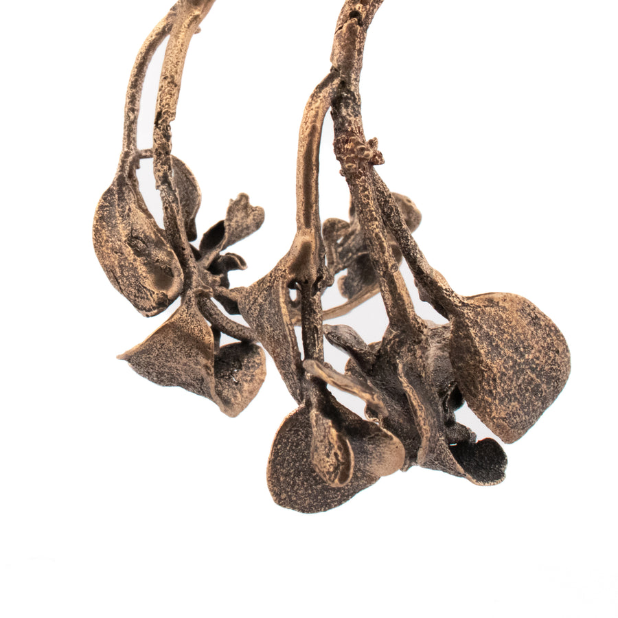 bronze large mistletoe earrings