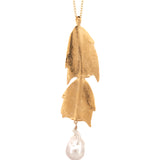 gold vermeil double holiday cactus necklace with pearl