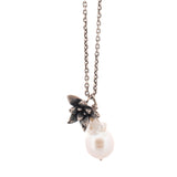 sterling silver floral succulent necklace with flame pearl