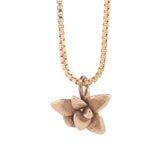 solid 14k gold petite floral succulent necklace