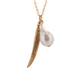 gold vermeil happy bean necklace with flame pearl