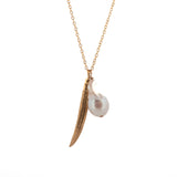 gold vermeil happy bean necklace with flame pearl