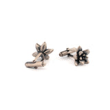 sterling silver floral succulent cufflinks