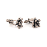 sterling silver floral succulent cufflinks