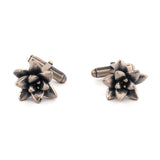 sterling silver floral succulent cufflinks