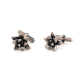 sterling silver floral succulent cufflinks
