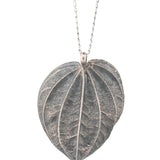 sterling silver large peperomia leaf necklace