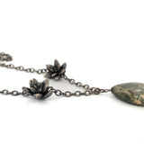 sterling silver floral succulents with large rhyolite teardrop stone