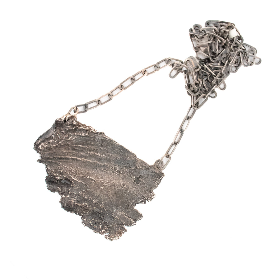 sterling silver birch bark statement necklace