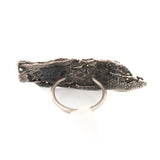 sterling silver horizontal tree bark ring 2