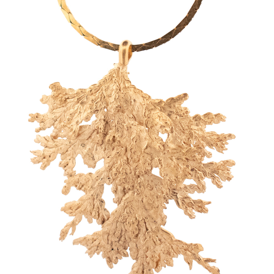 gold vermeil cedar sprig pendant necklace