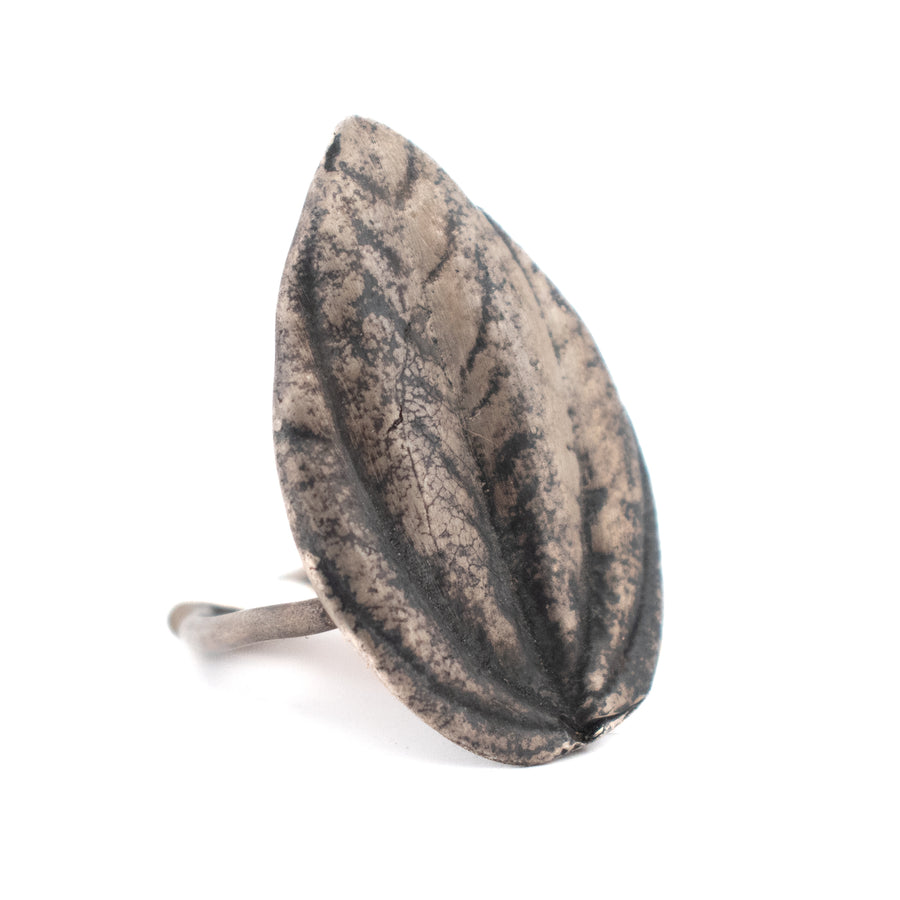 sterling silver peperomia shield ring 1