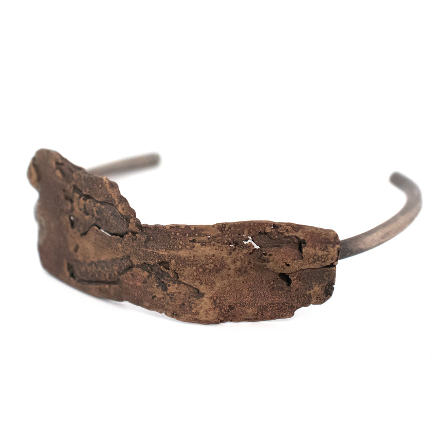 bronze bark on sterling silver cuff bracelet