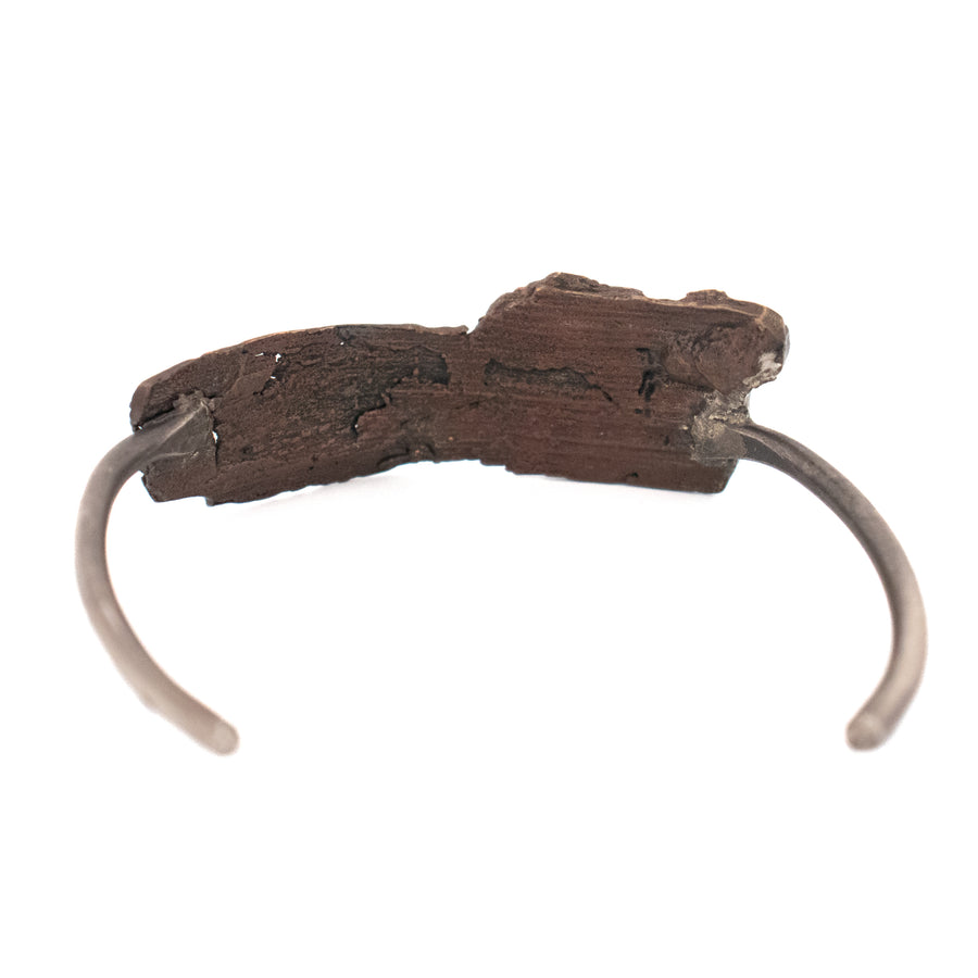 bronze bark on sterling silver cuff bracelet