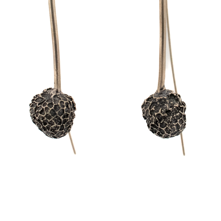 sterling silver American Sycamore fruit earrings