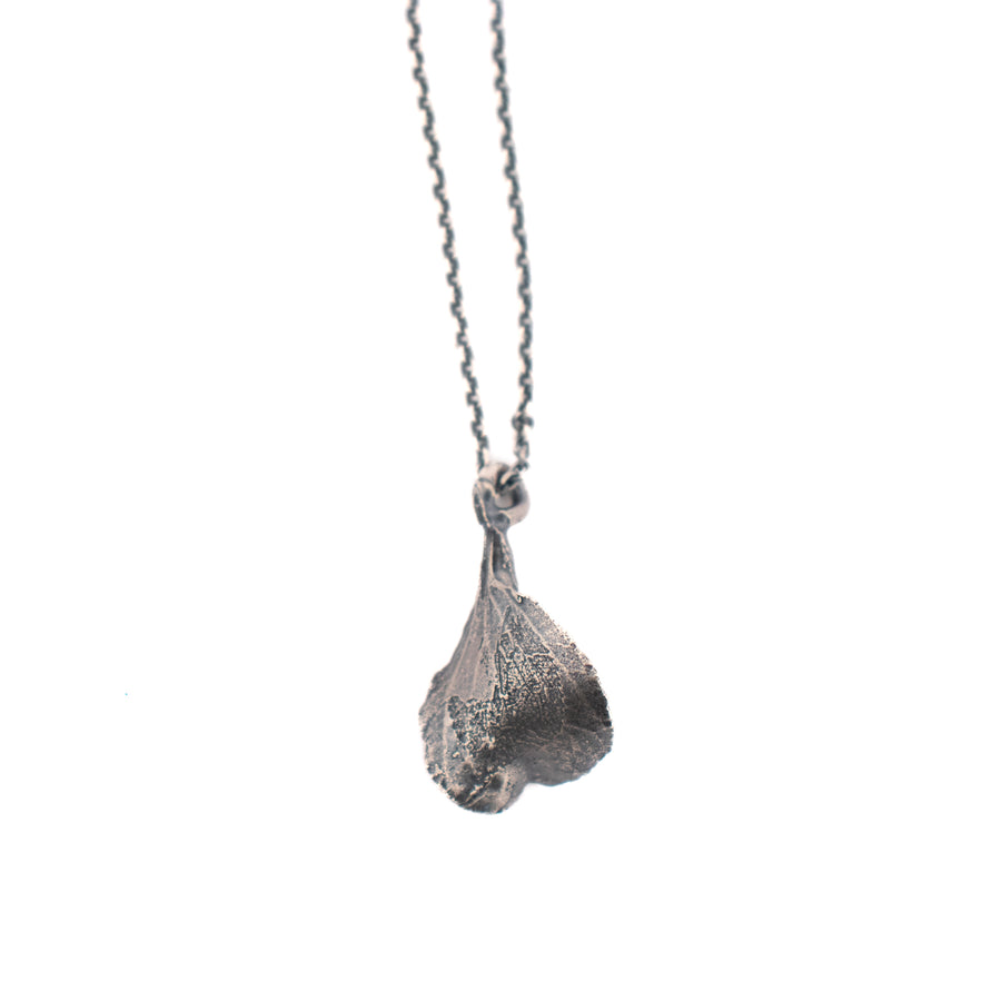 sterling silver cherry leaf necklace