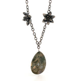 sterling silver floral succulents with large rhyolite teardrop stone