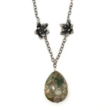 sterling silver floral succulents with large rhyolite teardrop stone