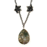 sterling silver floral succulents with large rhyolite teardrop stone