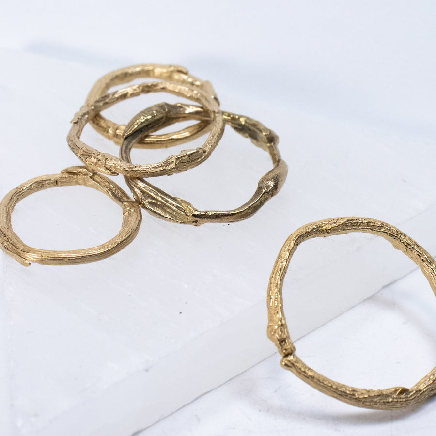Gold willow ring stacking ring