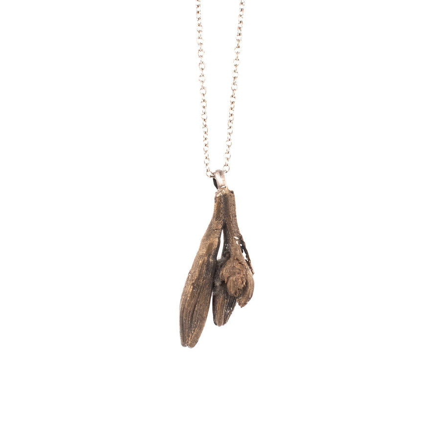 bronze day lily bud necklace