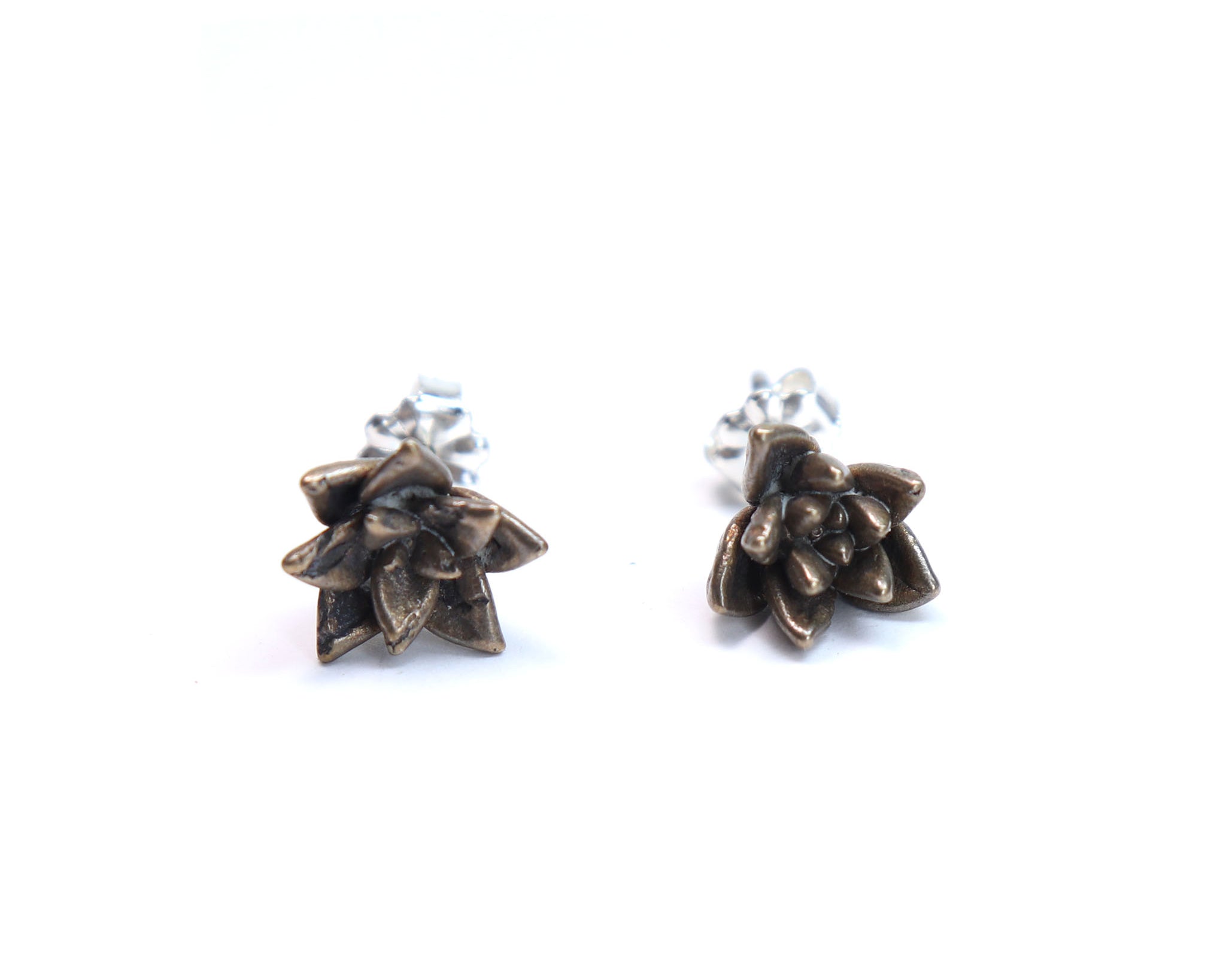 floral succulent earrings :  studs