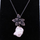 floral succulent necklace : small flame pearl