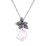 floral succulent necklace : small flame pearl