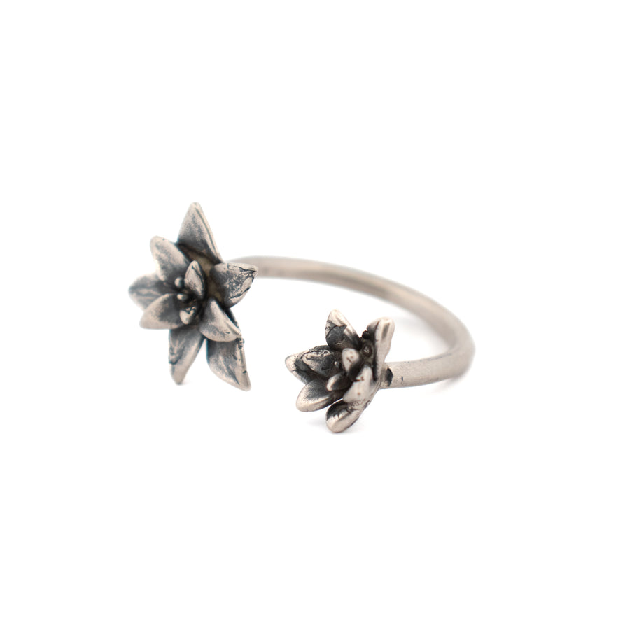 double floral succulent adjustable ring