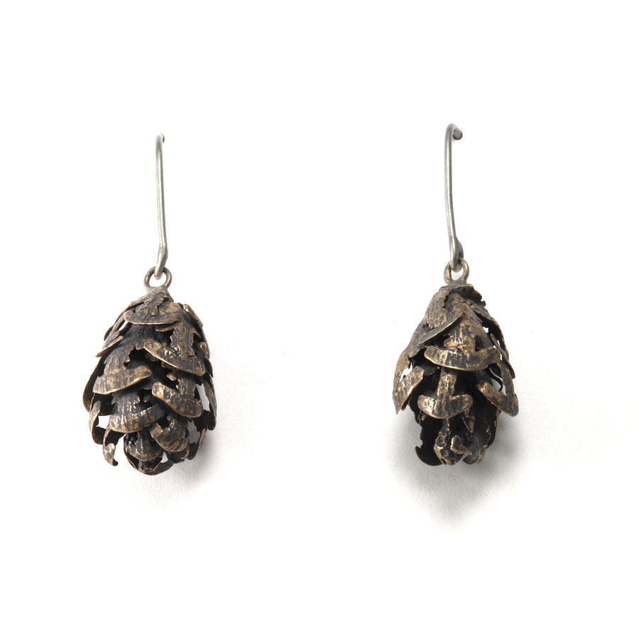 hemlock pine cone drop earrings