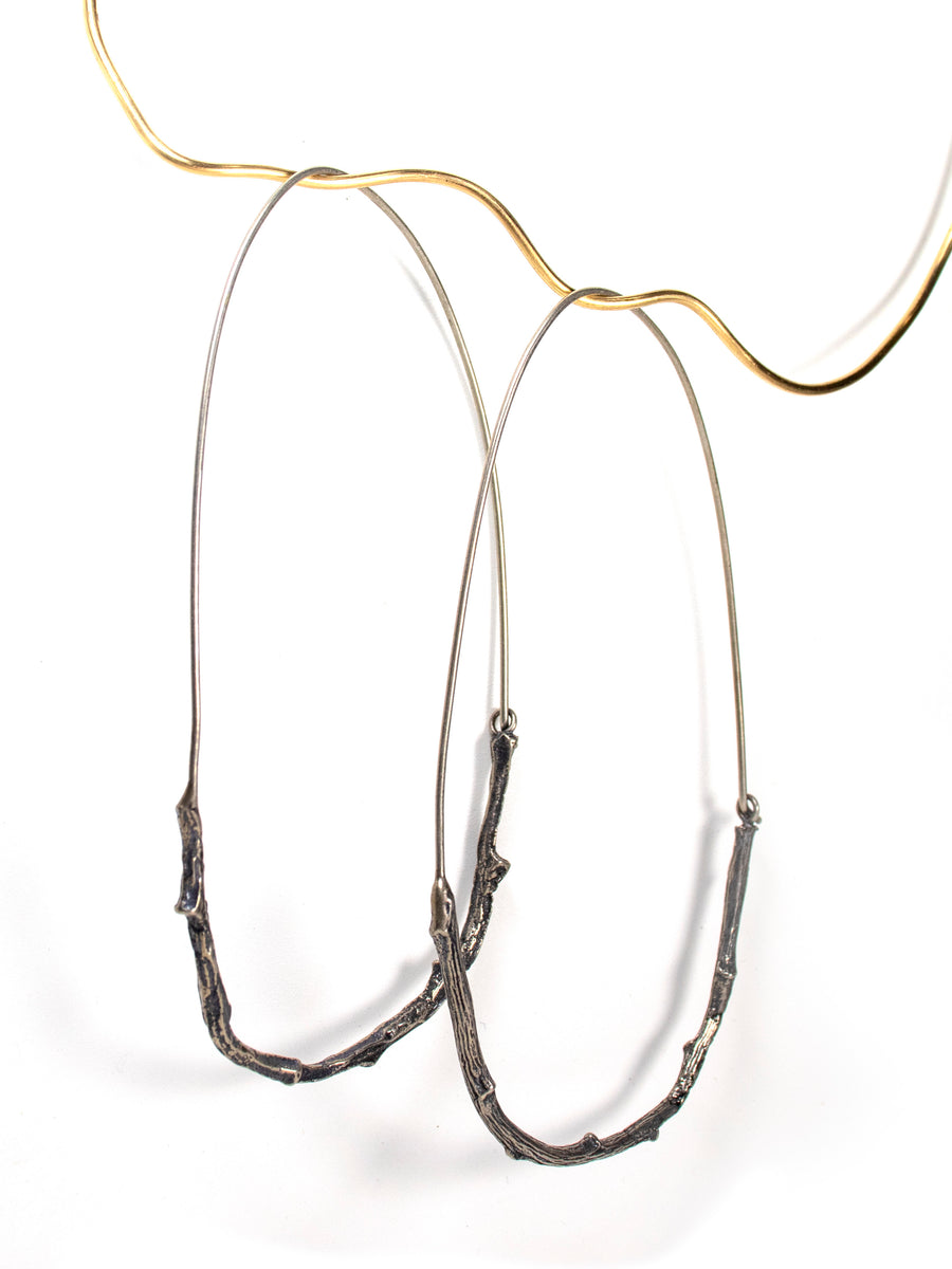 twig earrings : loop hoop