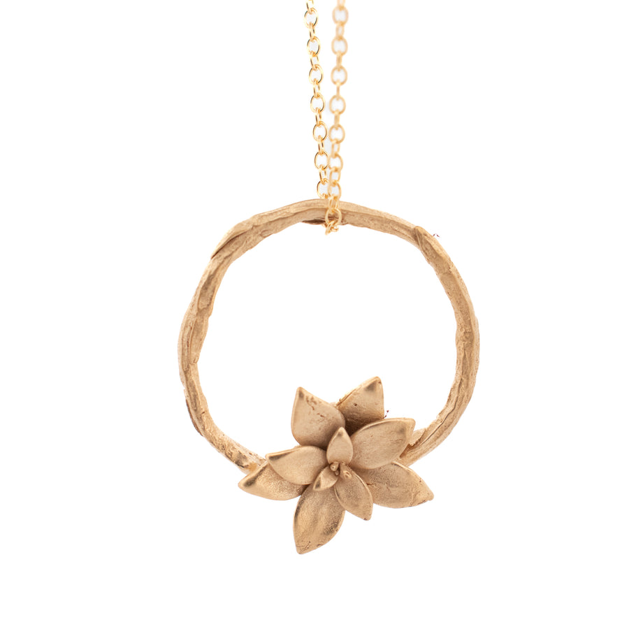 willow necklace : single ring with floral succulent