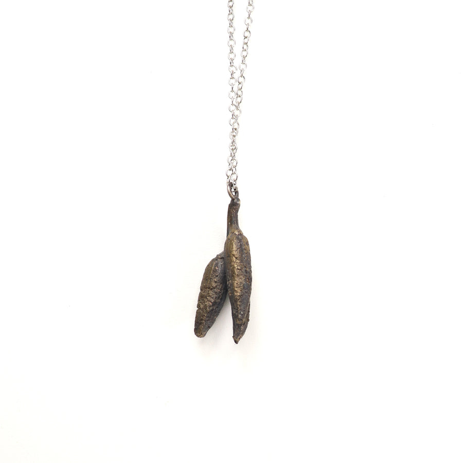 bronze seed pod necklace