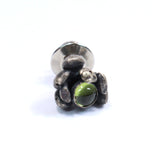 sterling silver floral succulent and peridot pin or tie tack