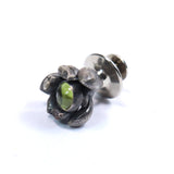 sterling silver floral succulent and peridot pin or tie tack