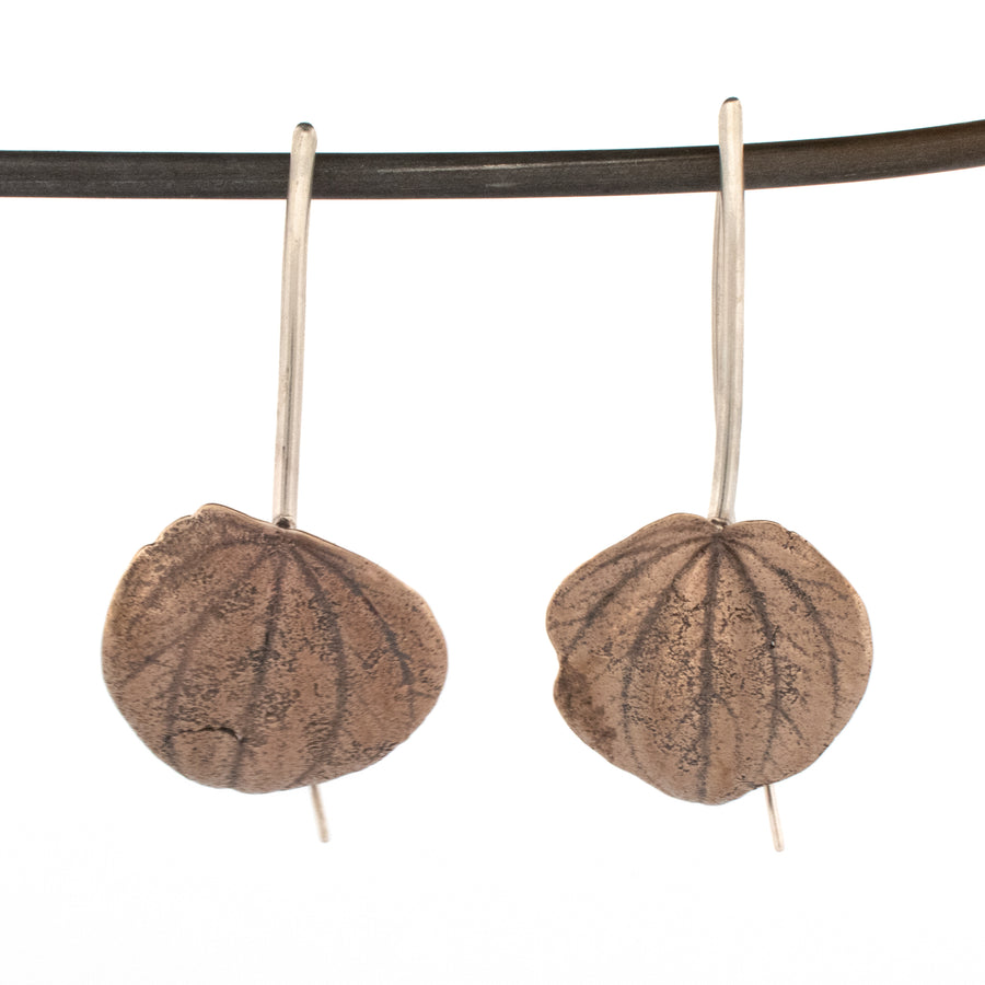 bronze peperomia leaf wishbone earrings