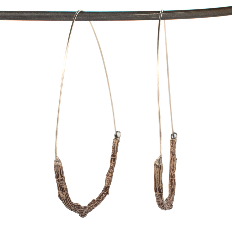 bronze twig loop hoop earrings