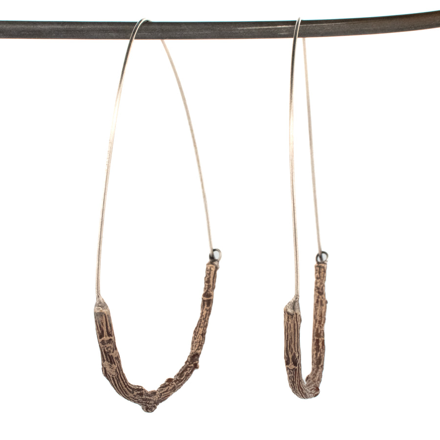 bronze twig loop hoop earrings