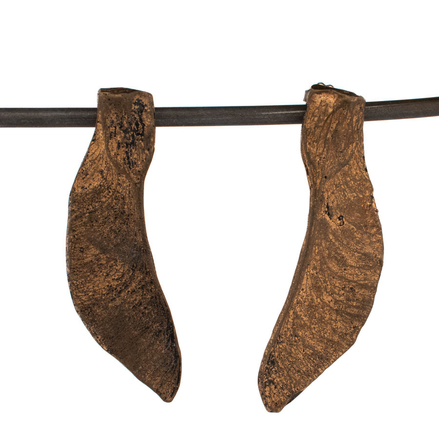 bronze maple seed earrings