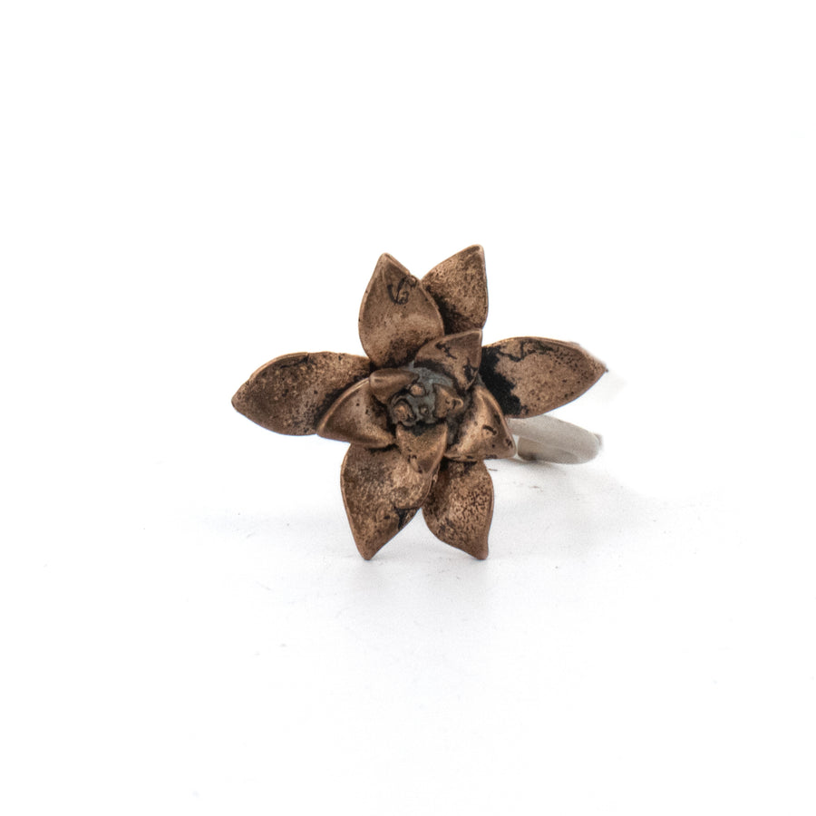 bronze floral succulent ring