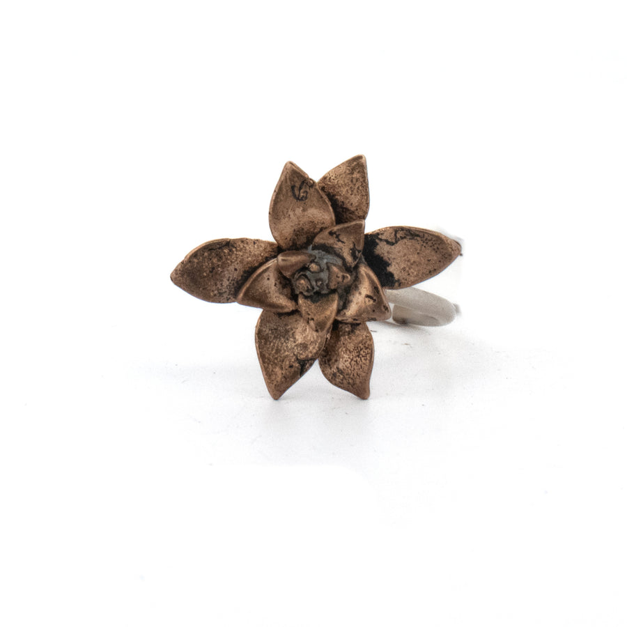 bronze floral succulent ring