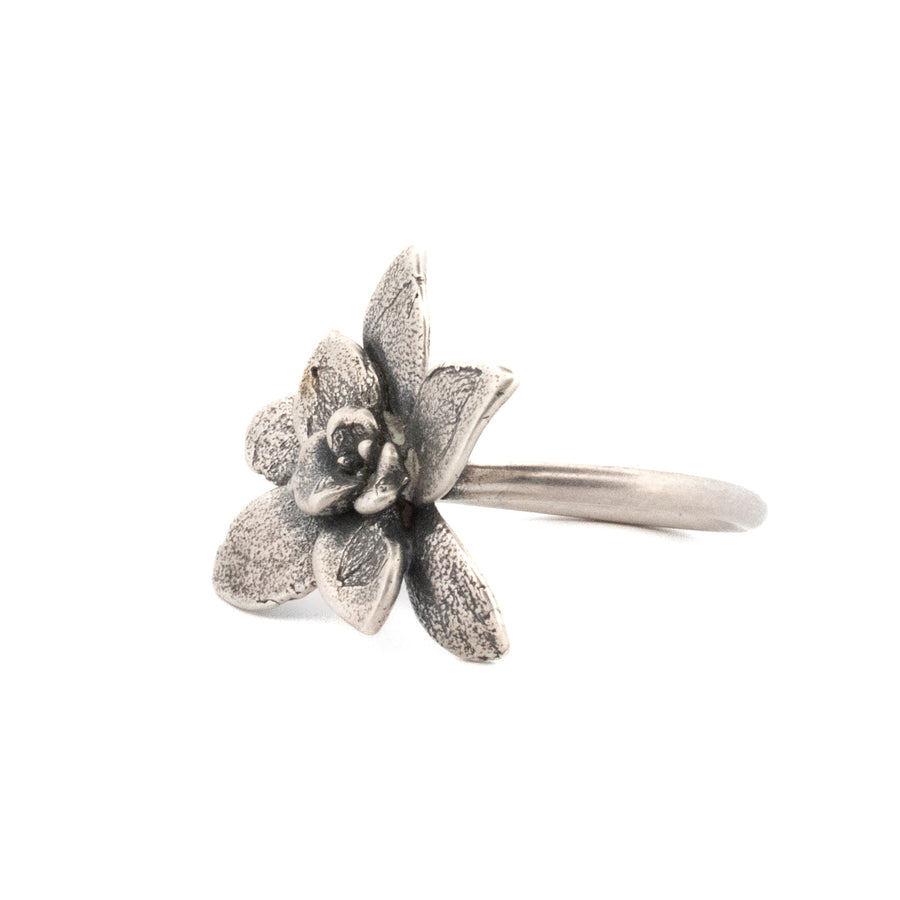 sterling silver floral succulent ring 6