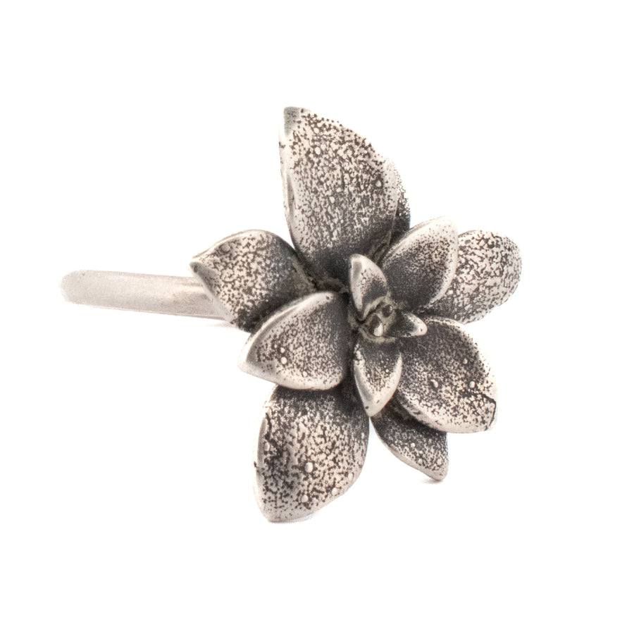 sterling silver floral succulent ring 5