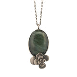 sterling silver floral succulent with large labradorite stone necklace 2