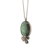 sterling silver floral succulent with large labradorite stone necklace 2