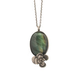 sterling silver floral succulent with large labradorite stone necklace 2