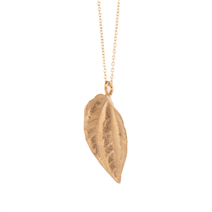 gold vermeil peperomia leaf necklace 2